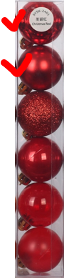 Plastic Сhristmas balls, shiny/matt, 6pcs